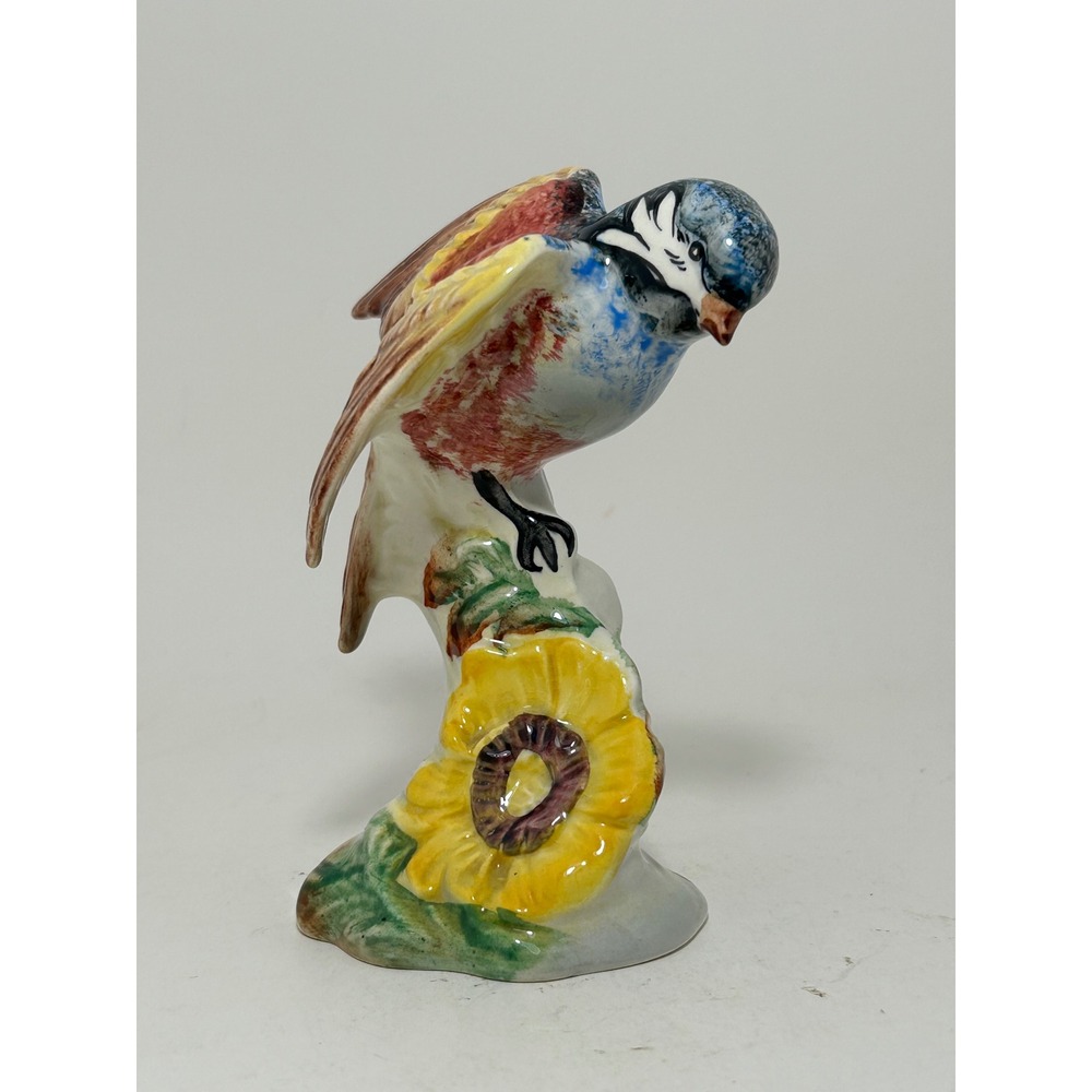 Beswick England Blue Tit‎ Bird on Flower Ceramic Figurine Model 992 Vintage